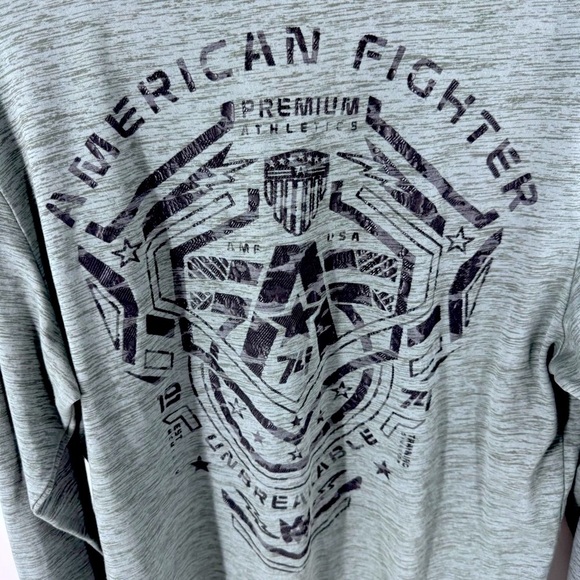 American Fighter Distressed Green and Black Long Sleeve Tee - Picture 10 of 11
